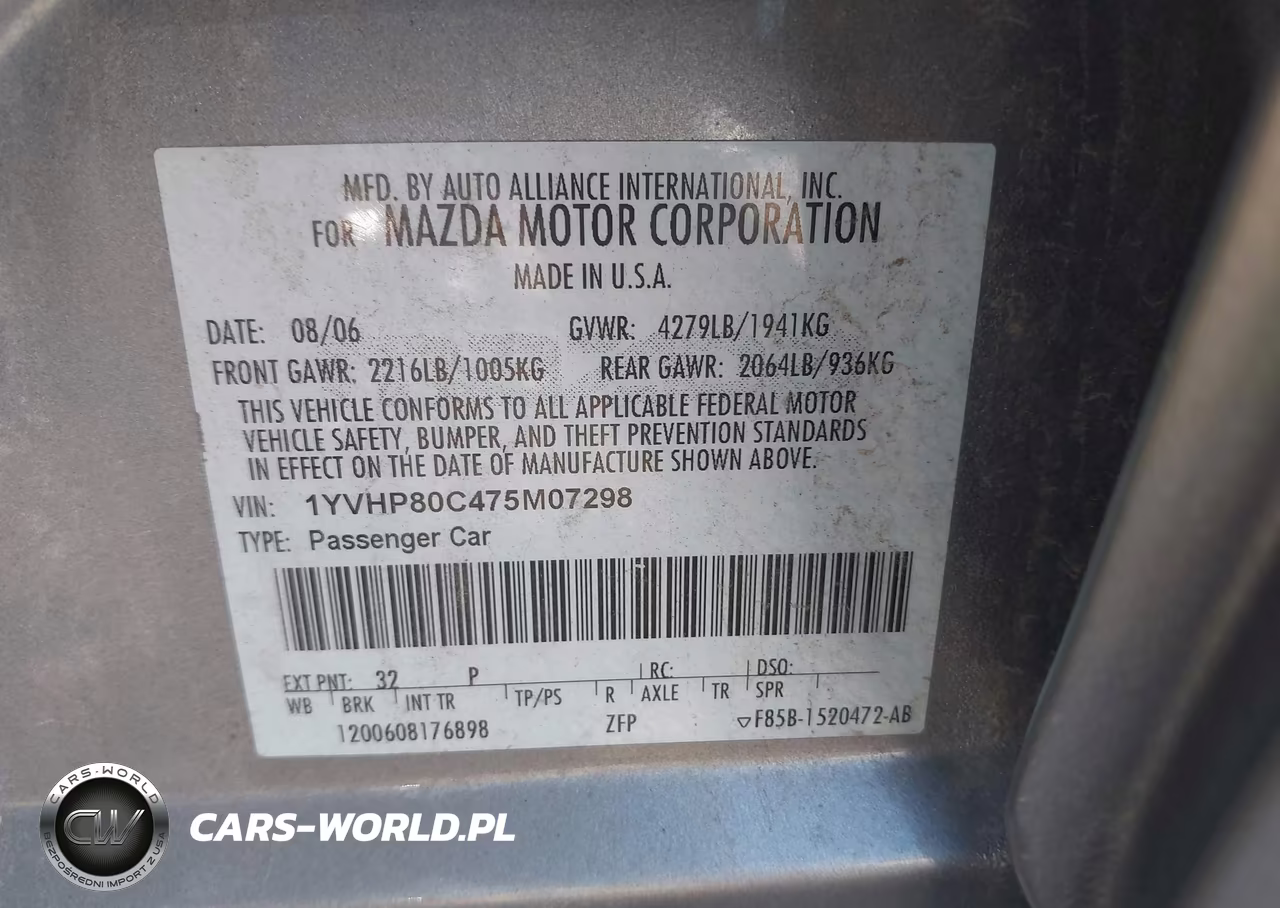 2007 Mazda Mazda6 I Sport VIN:1YVHP80C475M07298 - 9