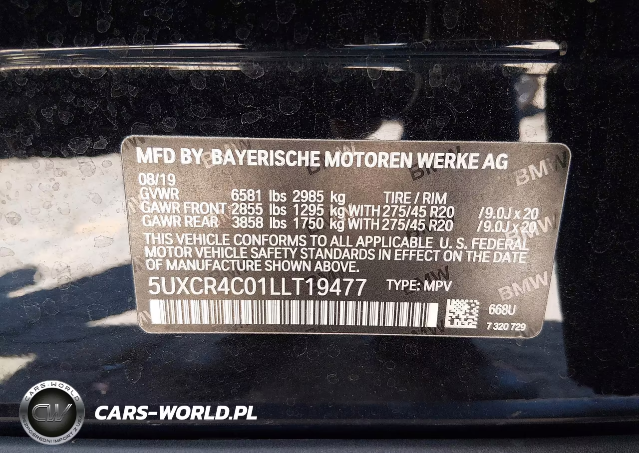 2020 BMW X5 Sdrive40I VIN:5UXCR4C01LLT19477 - 9