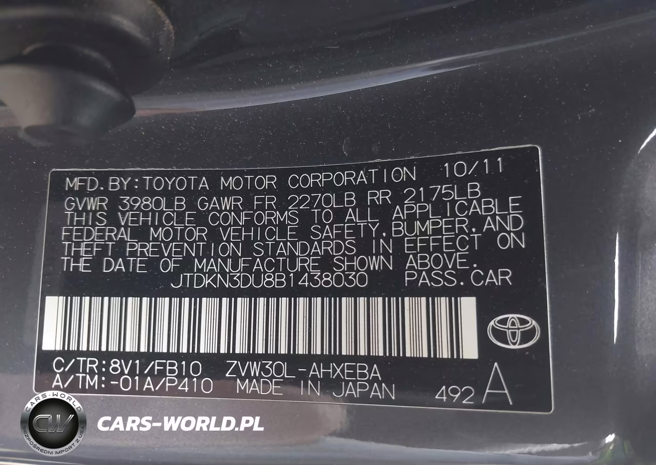 2011 Toyota Prius Two VIN:JTDKN3DU8B1438030 - 9