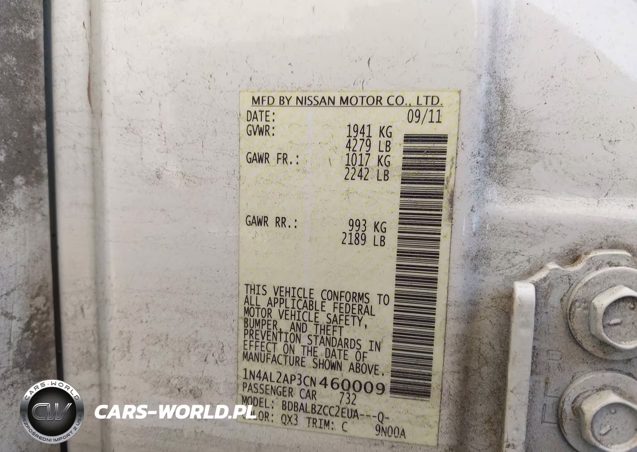 2012 Nissan Altima 2.5 S VIN:1N4AL2AP3CN460009 - 9
