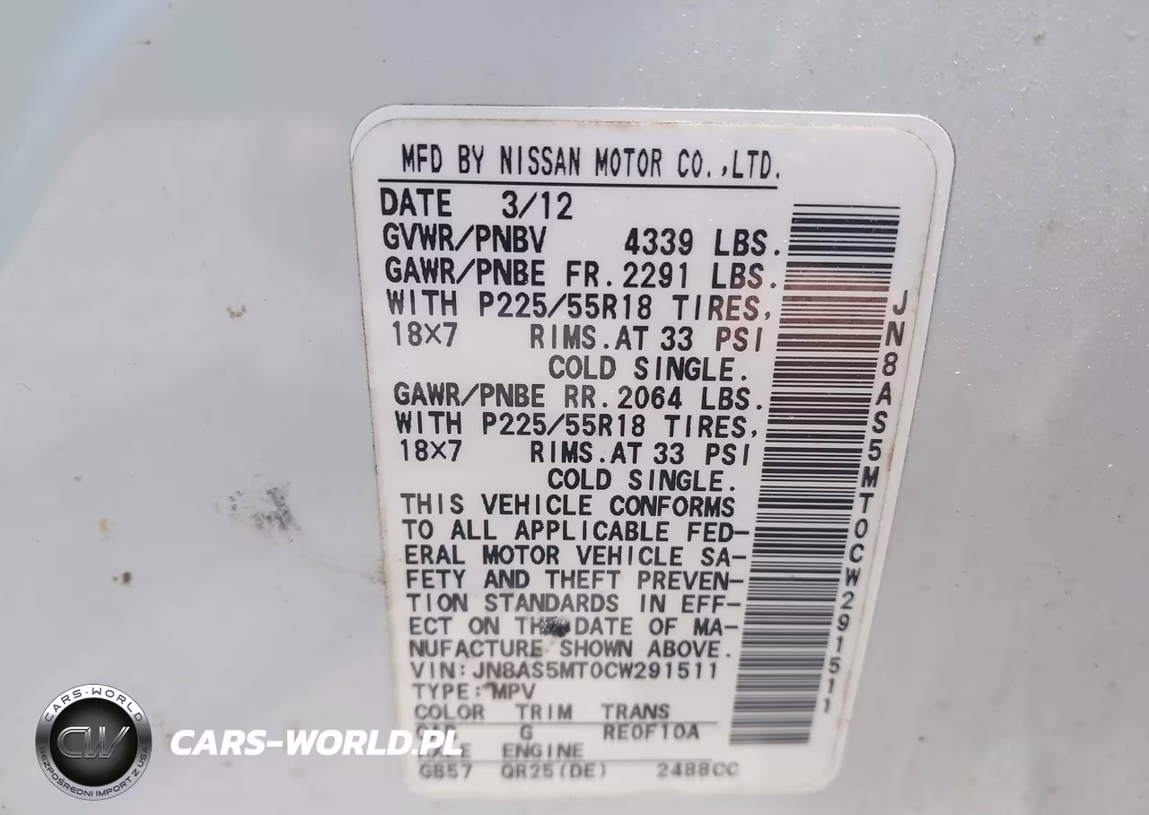 2012 Nissan Rogue Sv W-Sl Pkg VIN:JN8AS5MT0CW291511 - 9