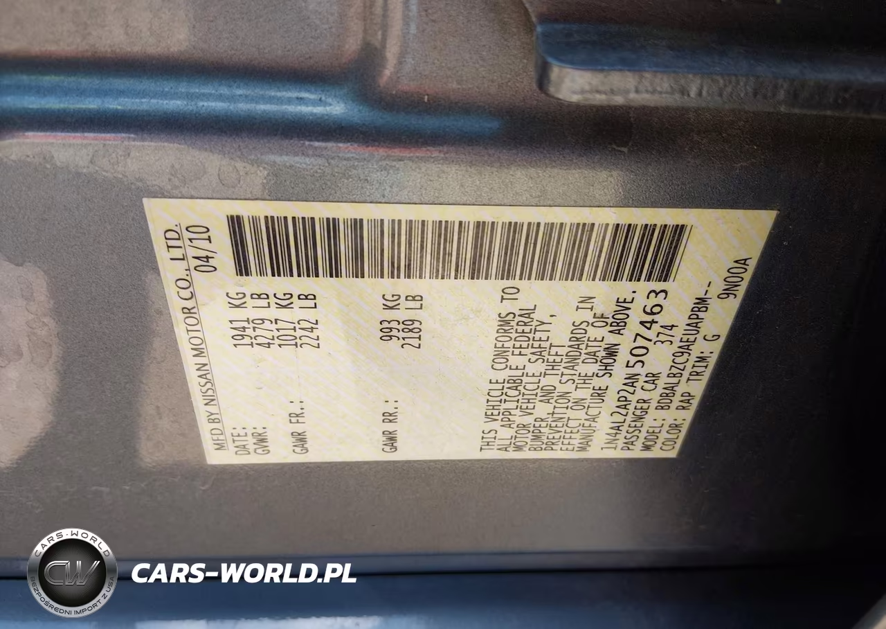 2010 Nissan Altima 2.5 S VIN:1N4AL2AP2AN507463 - 9