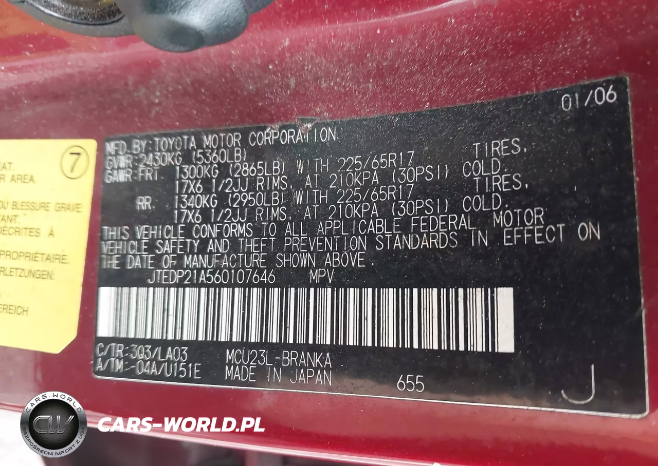 2006 Toyota Highlander Limited V6 VIN:JTEDP21A560107646 - 9