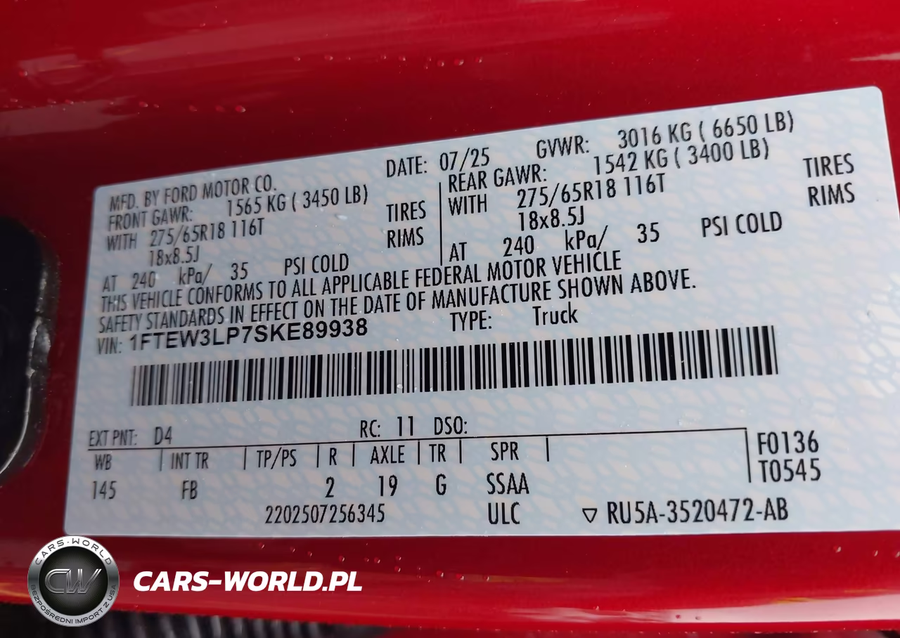 2025 Ford F-150 Xlt VIN:1FTEW3LP7SKE89938 - 9