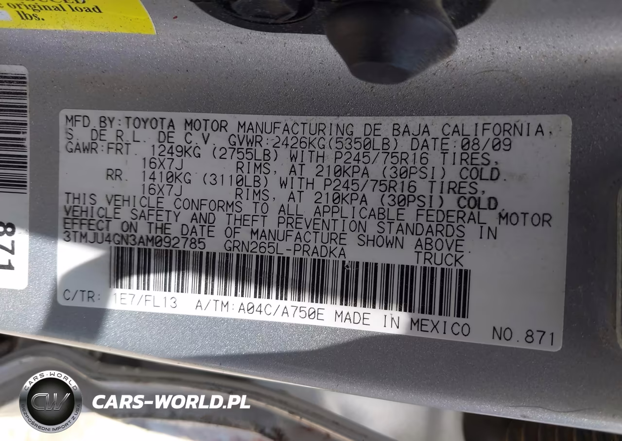 2010 Toyota Tacoma Prerunner V6 VIN:3TMJU4GN3AM092785 - 9