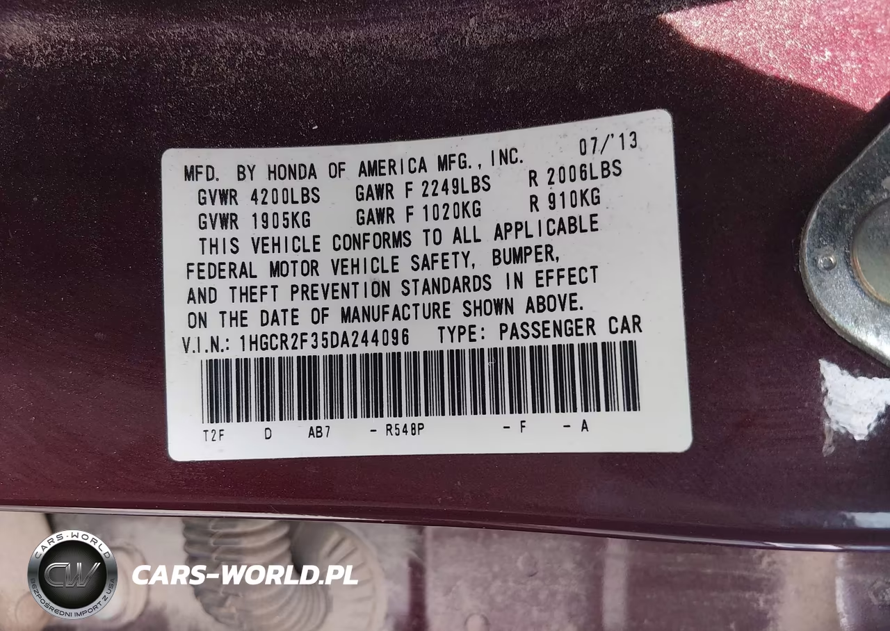 2013 Honda Accord Lx VIN:1HGCR2F35DA244096 - 9
