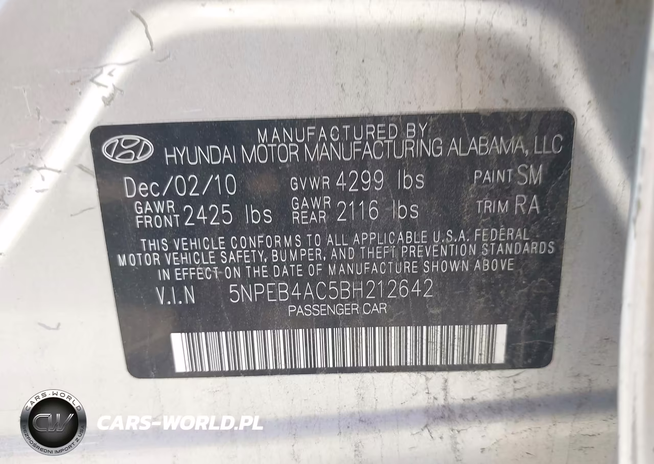 2011 Hyundai Sonata Gls VIN:5NPEB4AC5BH212642 - 9