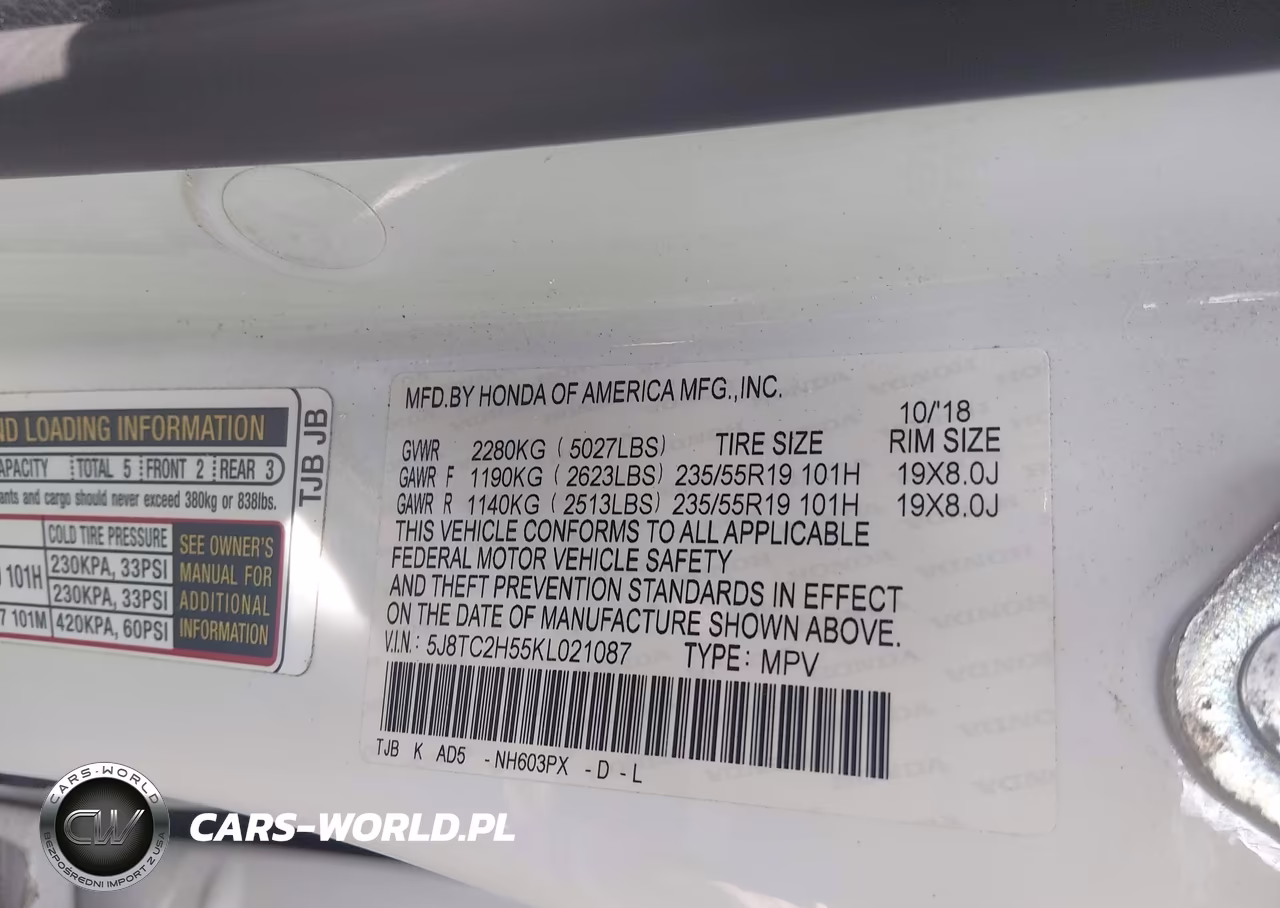2019 Acura Rdx Technology Package VIN:5J8TC2H55KL021087 - 9