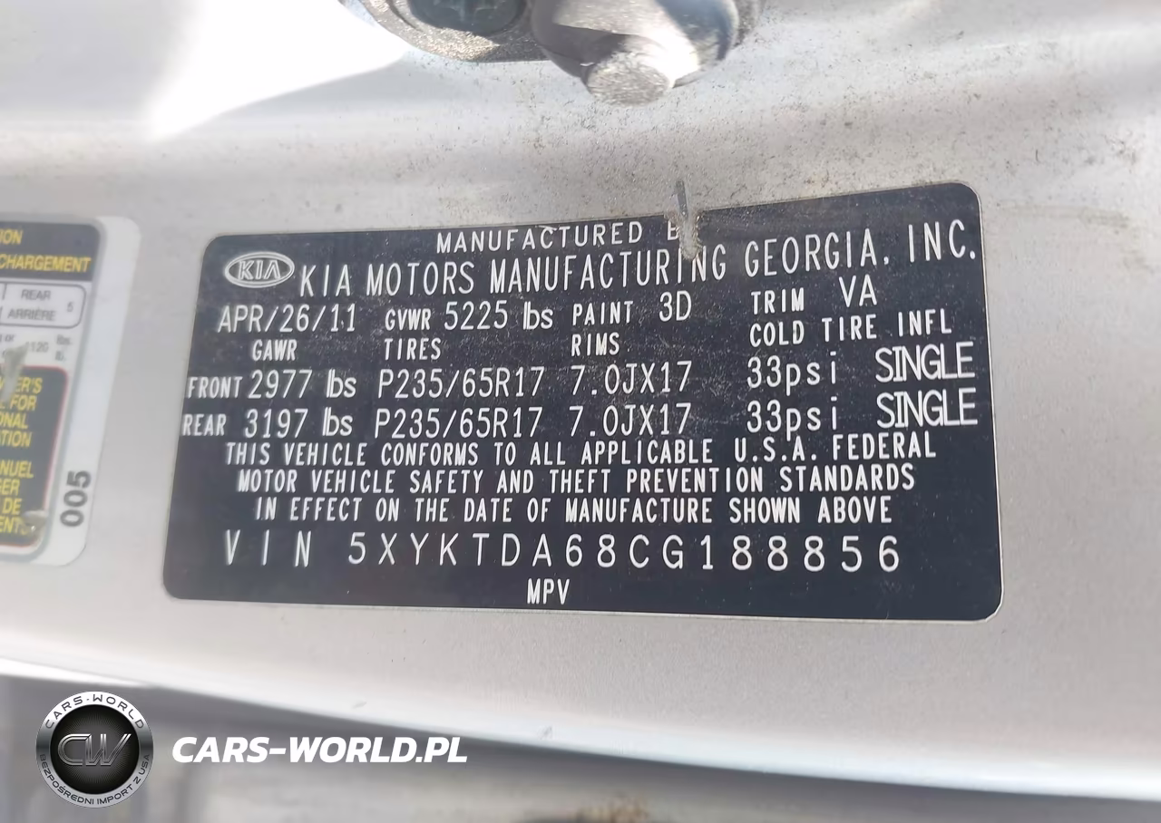 2012 Kia Sorento Lx VIN:5XYKTDA68CG188856 - 9