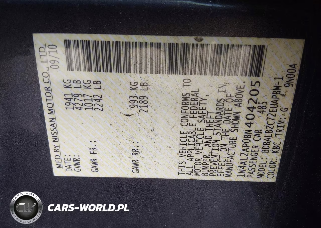 2011 Nissan Altima 2.5 S VIN:1N4AL2AP0BN404205 - 9