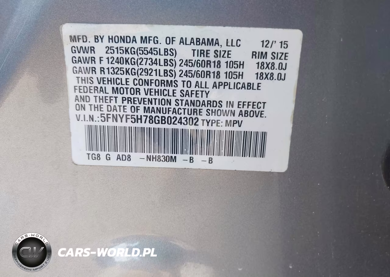 2016 Honda Pilot Ex-L VIN:5FNYF5H78GB024302 - 9