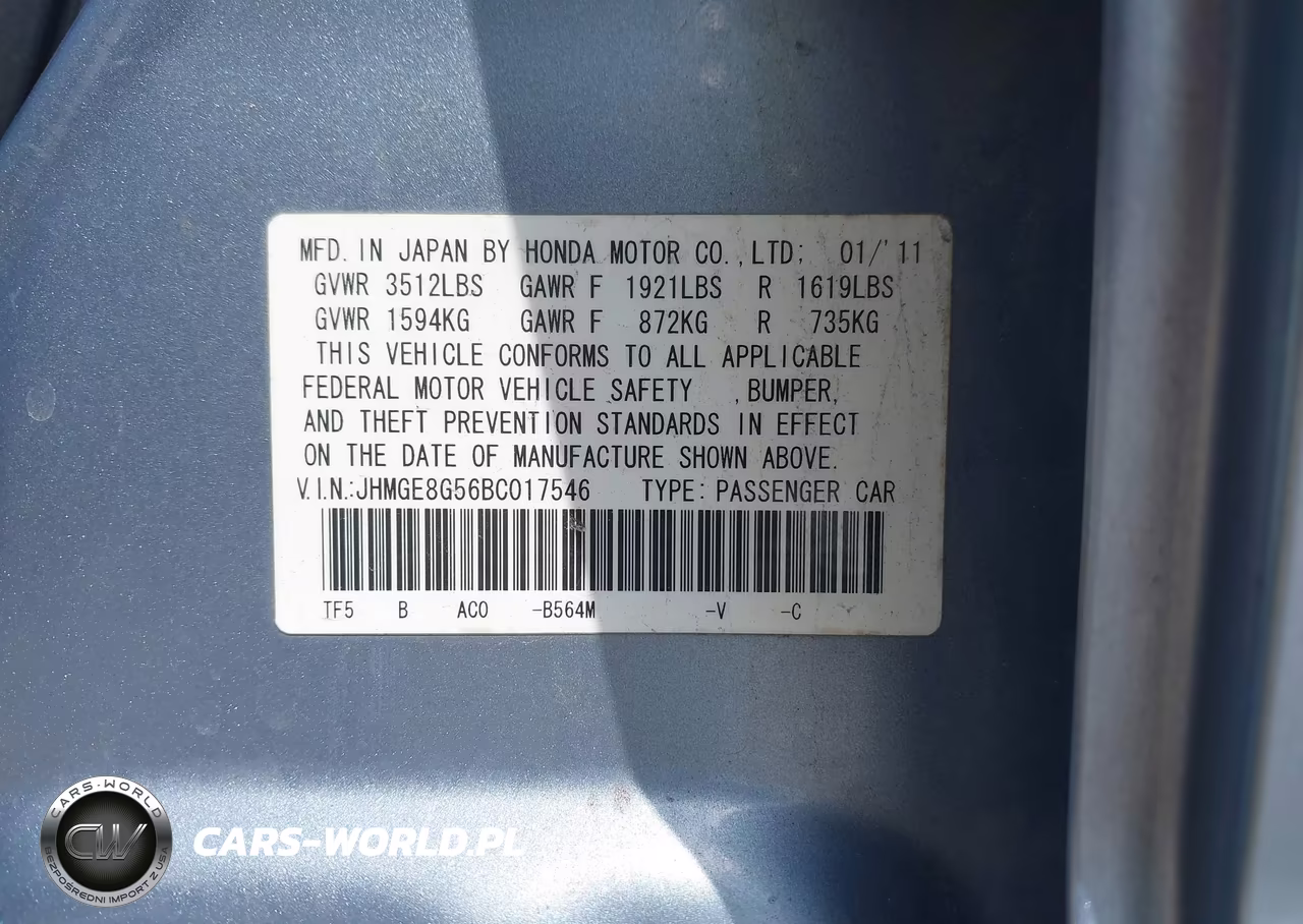 2011 Honda Fit Sport VIN:JHMGE8G56BC017546 - 9
