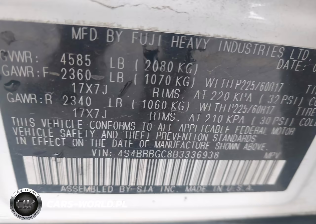 2011 Subaru Outback 2.5I Premium VIN:4S4BRBGC8B3336938 - 9