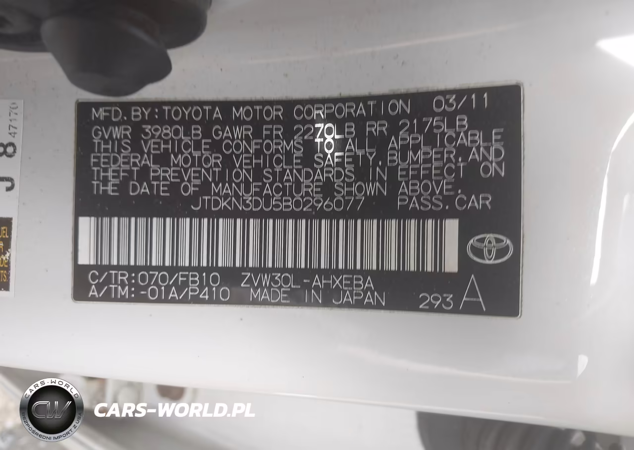 2011 Toyota Prius Two VIN:JTDKN3DU5B0296077 - 9