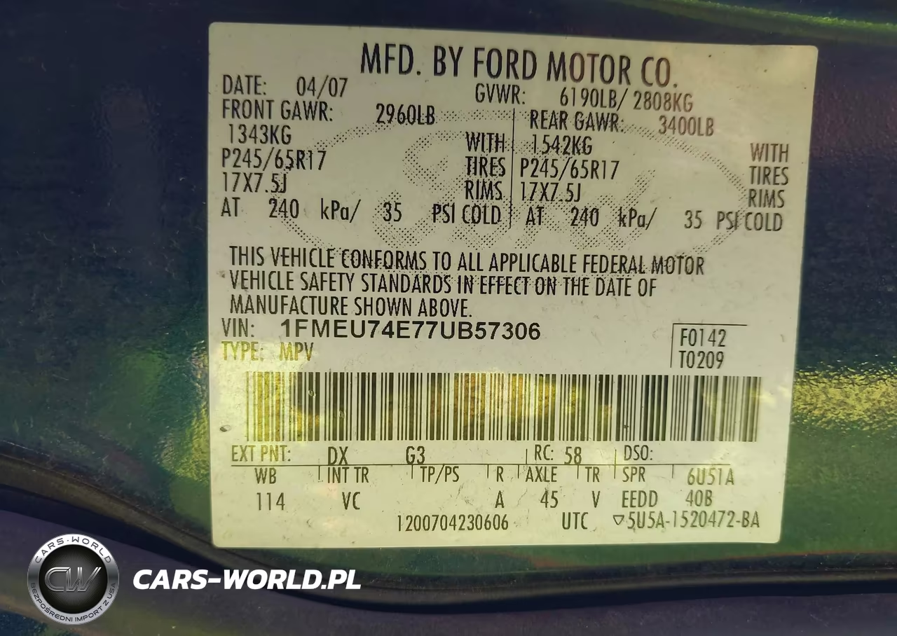 2007 Ford Explorer Eddie Bauer VIN:1FMEU74E77UB57306 - 9