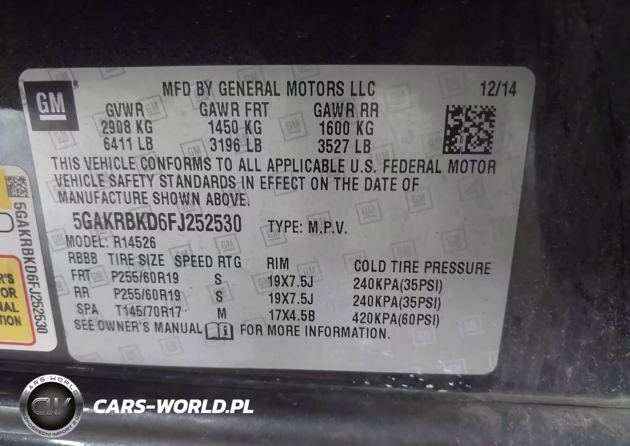 2015 Buick Enclave Leather VIN:5GAKRBKD6FJ252530 - 9