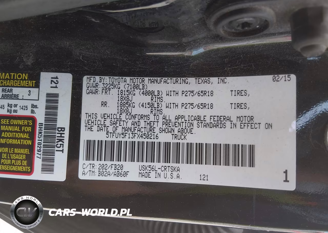 2015 Toyota Tundra Sr5 5.7L V8 VIN:5TFUY5F13FX450216 - 9