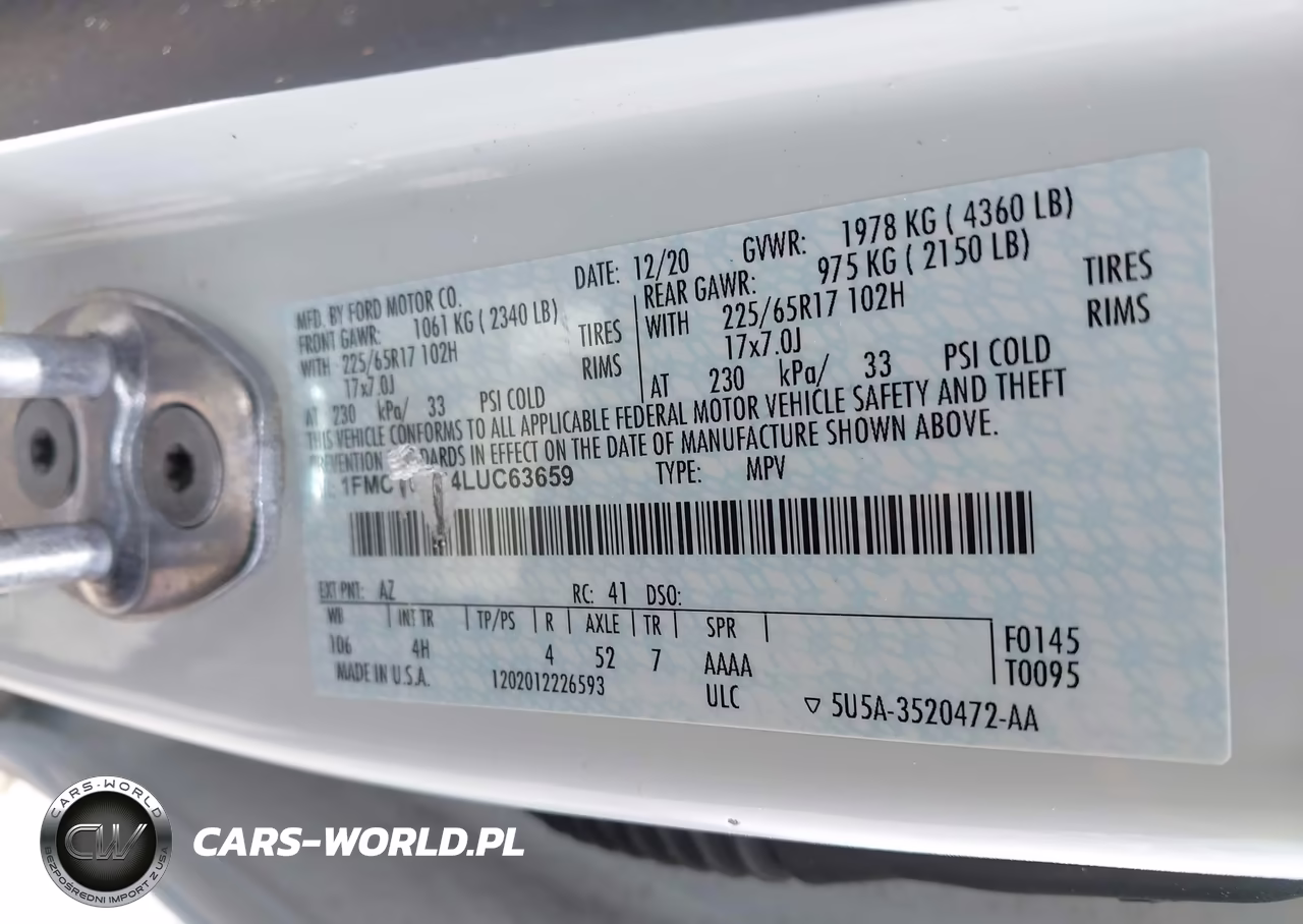 2020 Ford Escape Se VIN:1FMCU0G64LUC63659 - 9