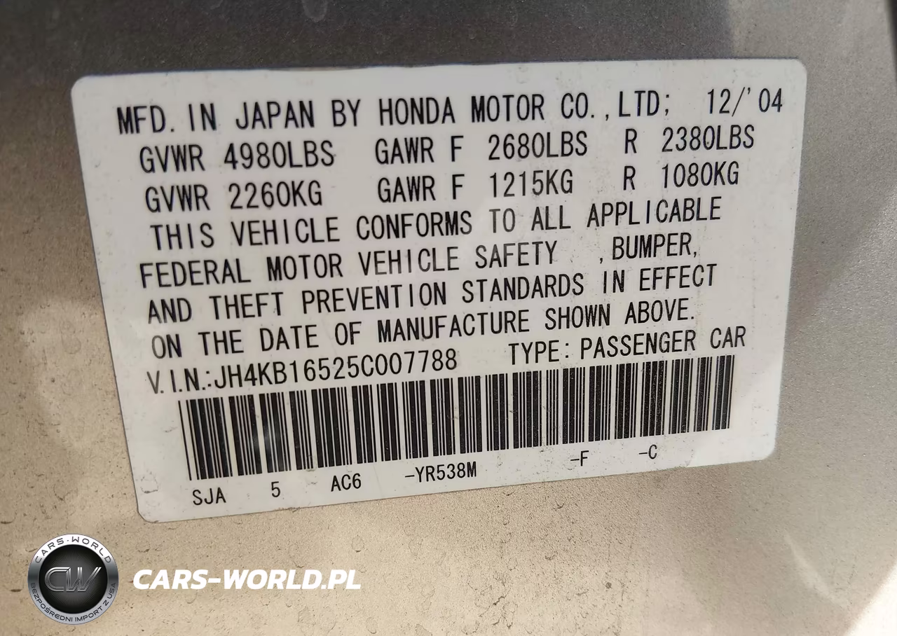 2005 Acura Rl 3.5 VIN:JH4KB16525C007788 - 9