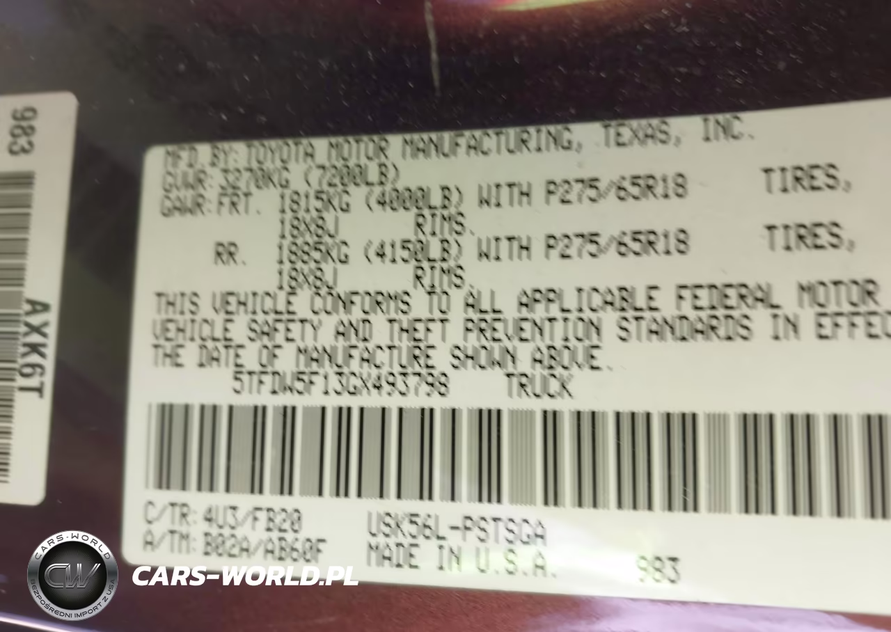 2016 Toyota Tundra Sr5 5.7L V8 VIN:5TFDW5F13GX493798 - 9