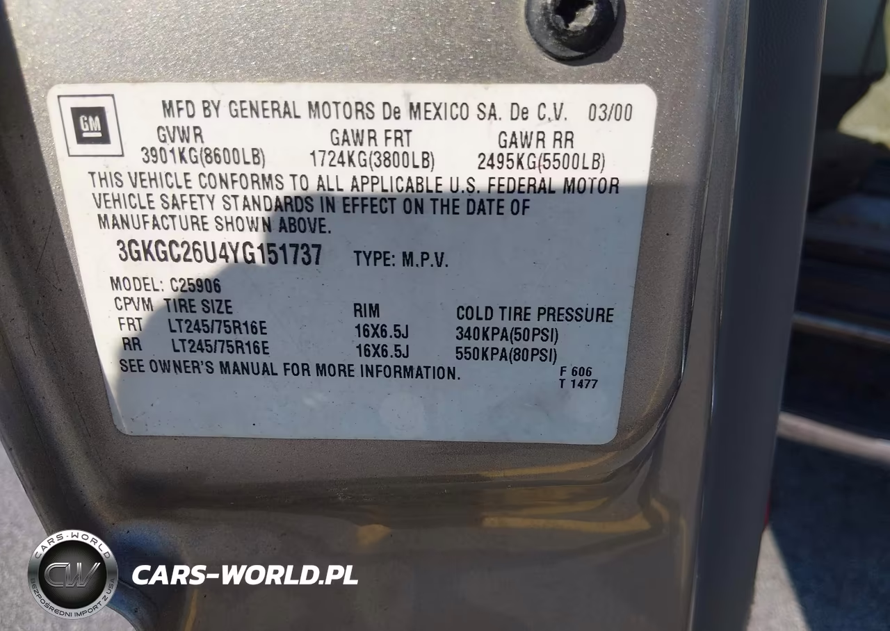 2000 GMC Yukon Xl 2500 Slt VIN:3GKGC26U4YG151737 - 9