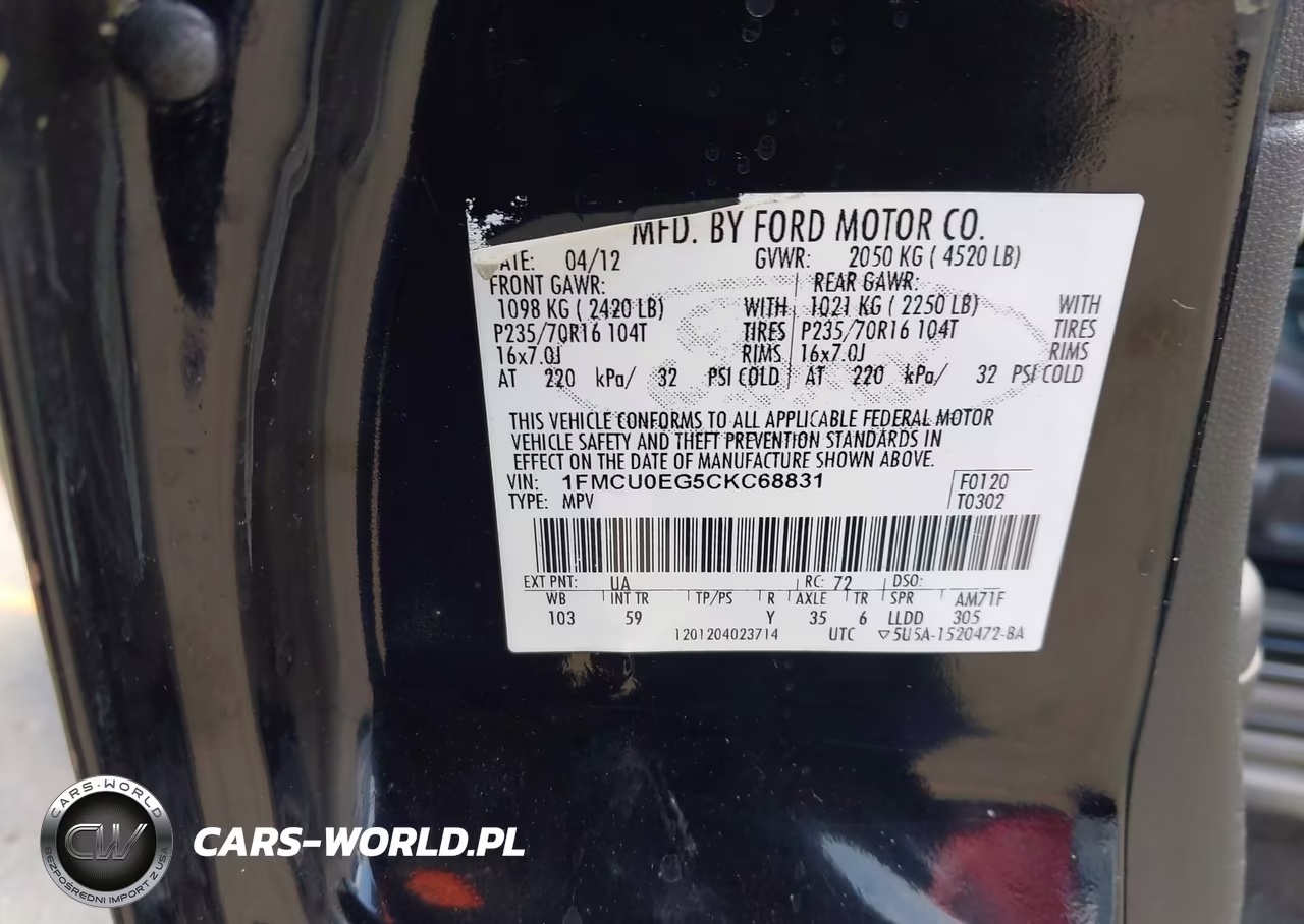 2012 Ford Escape Limited VIN:1FMCU0EG5CKC68831 - 9