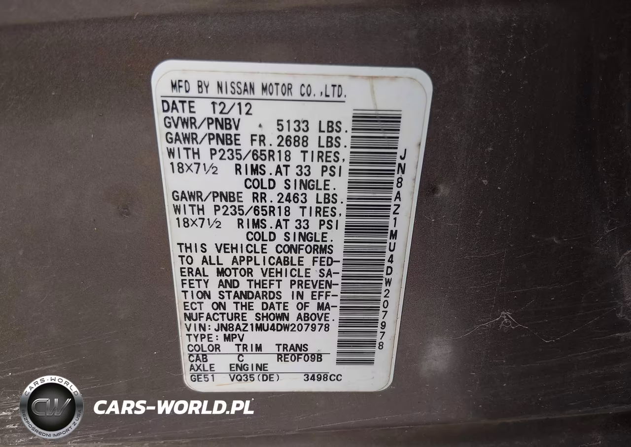 2013 Nissan Murano S VIN:JN8AZ1MU4DW207978 - 9
