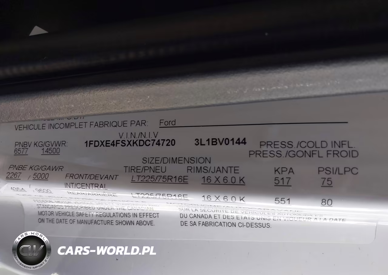 2019 Ford E-450 Cutaway VIN:1FDXE4FSXKDC74720 - 9