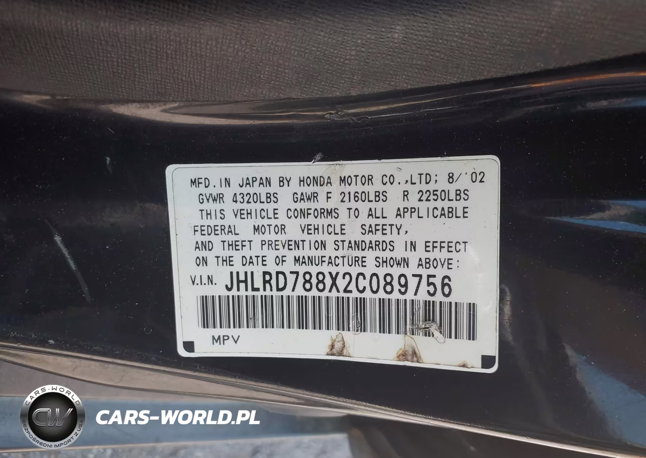 2002 Honda Cr-V Ex VIN:JHLRD788X2C089756 - 9