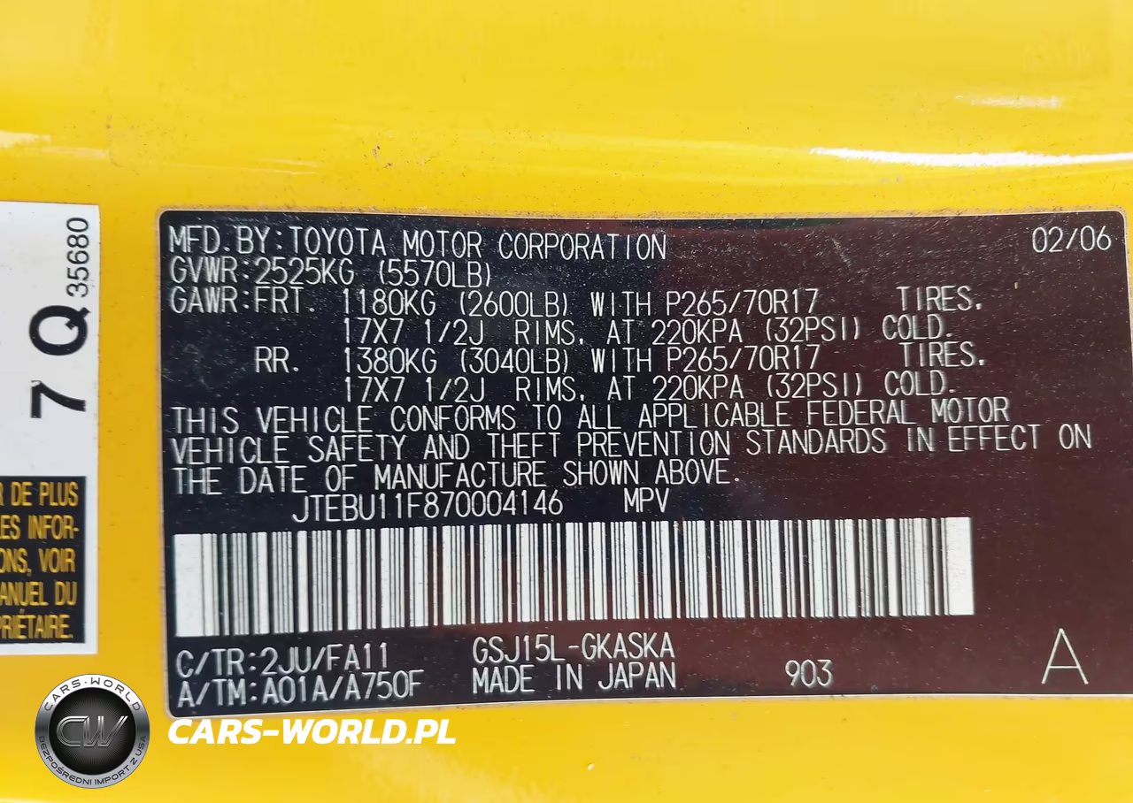 2007 Toyota Fj Cruiser VIN:JTEBU11F870004146 - 9