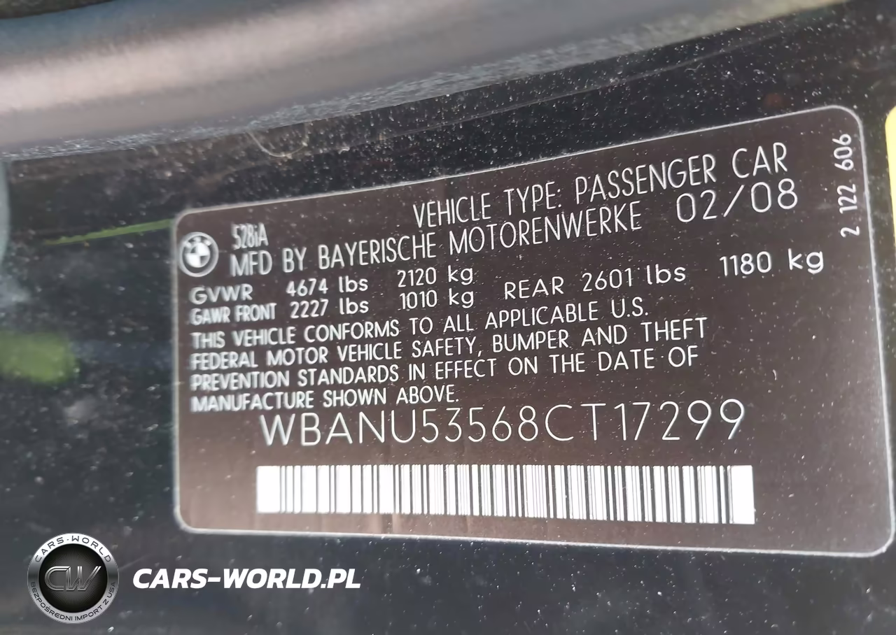 2008 BMW 528I VIN:WBANU53568CT17299 - 9