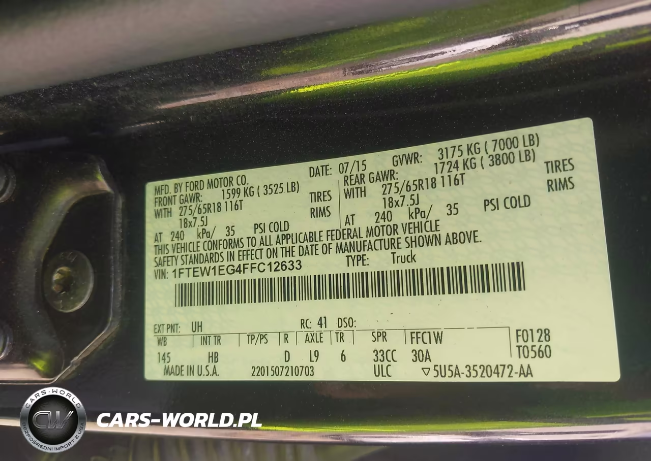 2015 Ford F-150 Lariat VIN:1FTEW1EG4FFC12633 - 9
