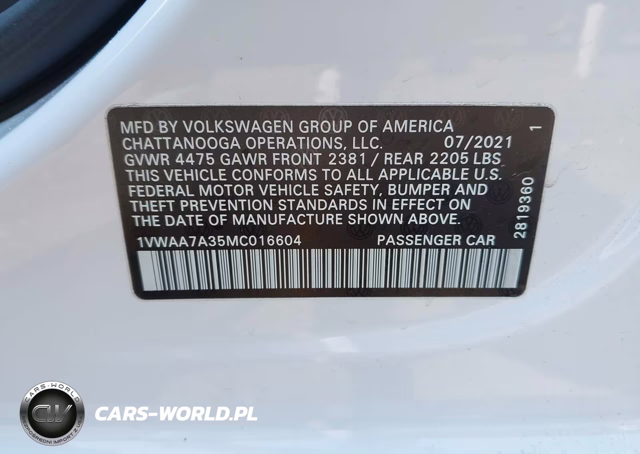 2021 Volkswagen Passat 2.0T S VIN:1VWAA7A35MC016604 - 9