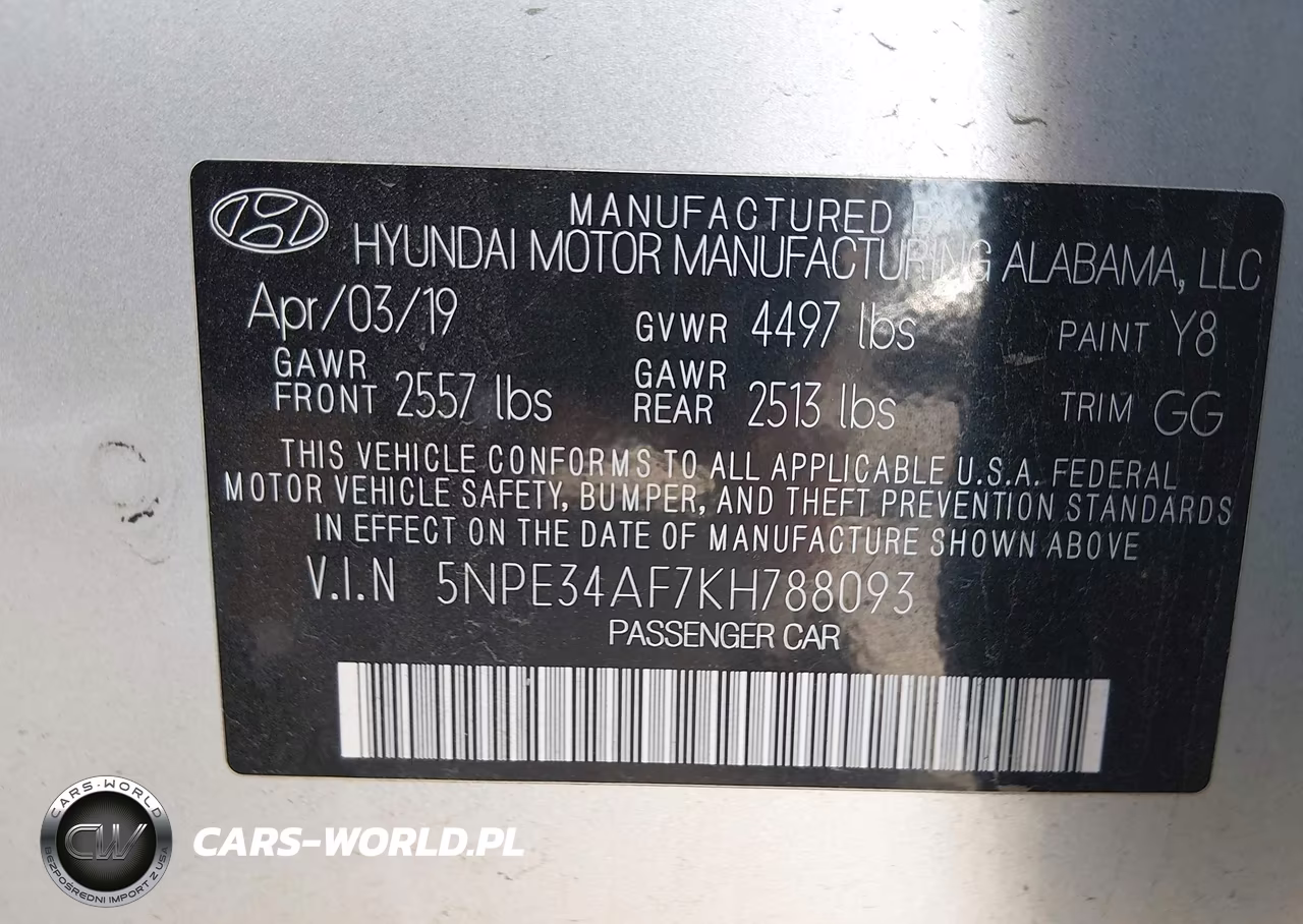 2019 Hyundai Sonata Sel VIN:5NPE34AF7KH788093 - 9