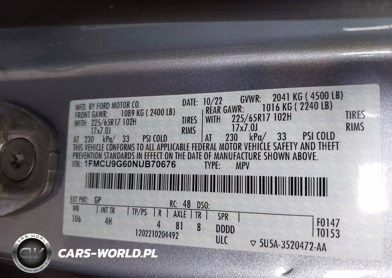 2022 Ford Escape Se VIN:1FMCU9G60NUB70676 - 9