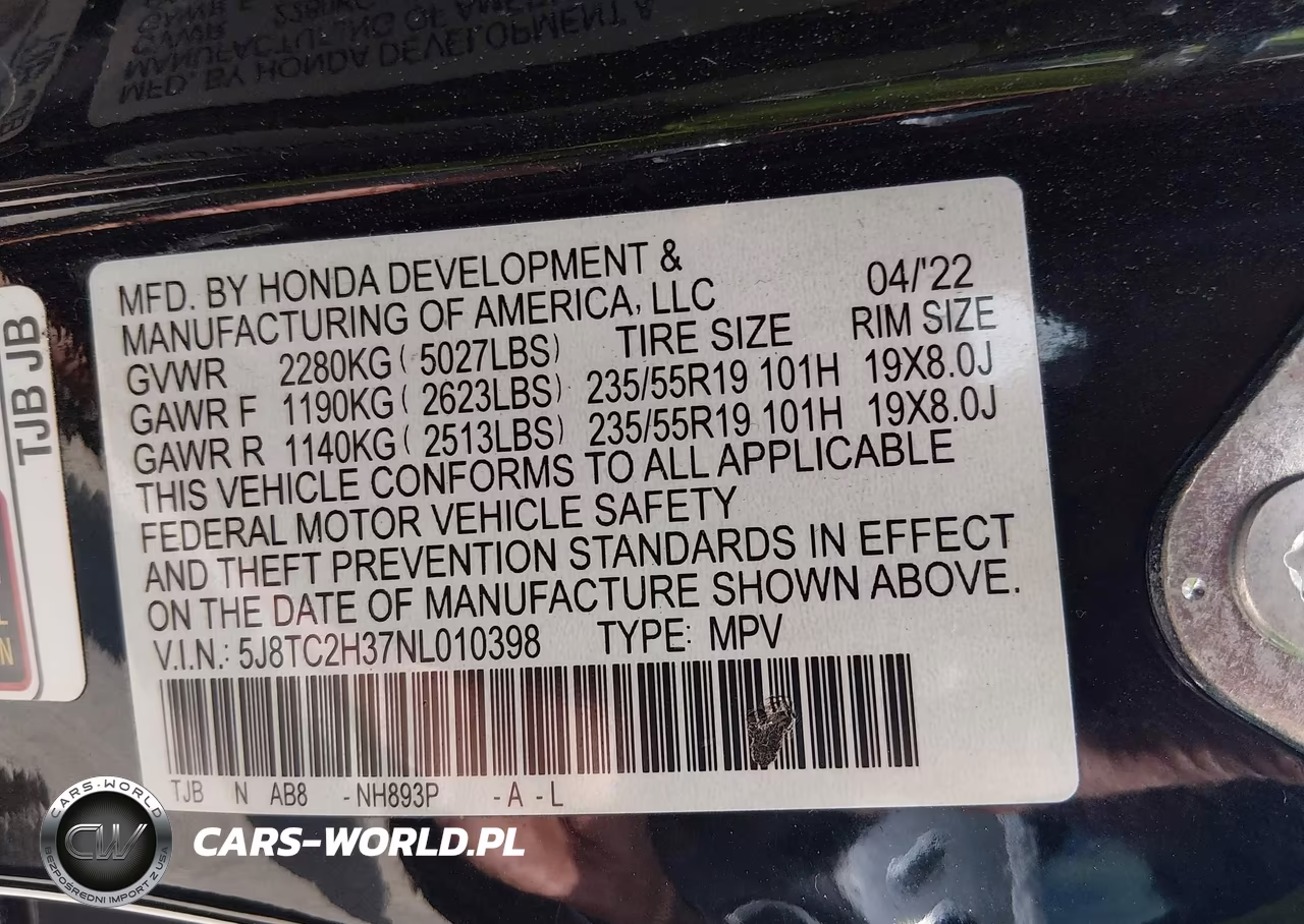 2022 Acura Rdx Standard VIN:5J8TC2H37NL010398 - 9