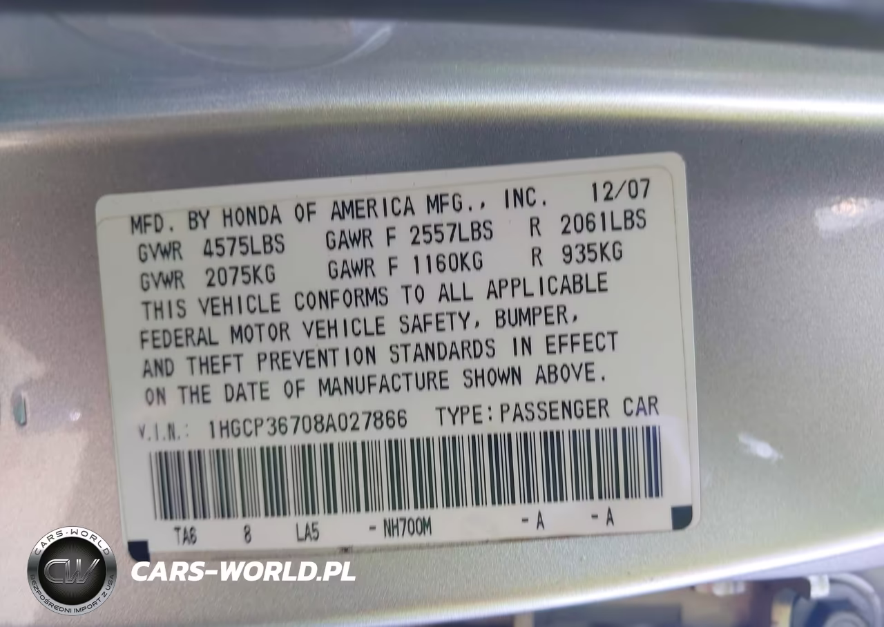 2008 Honda Accord 3.5 Ex VIN:1HGCP36708A027866 - 9