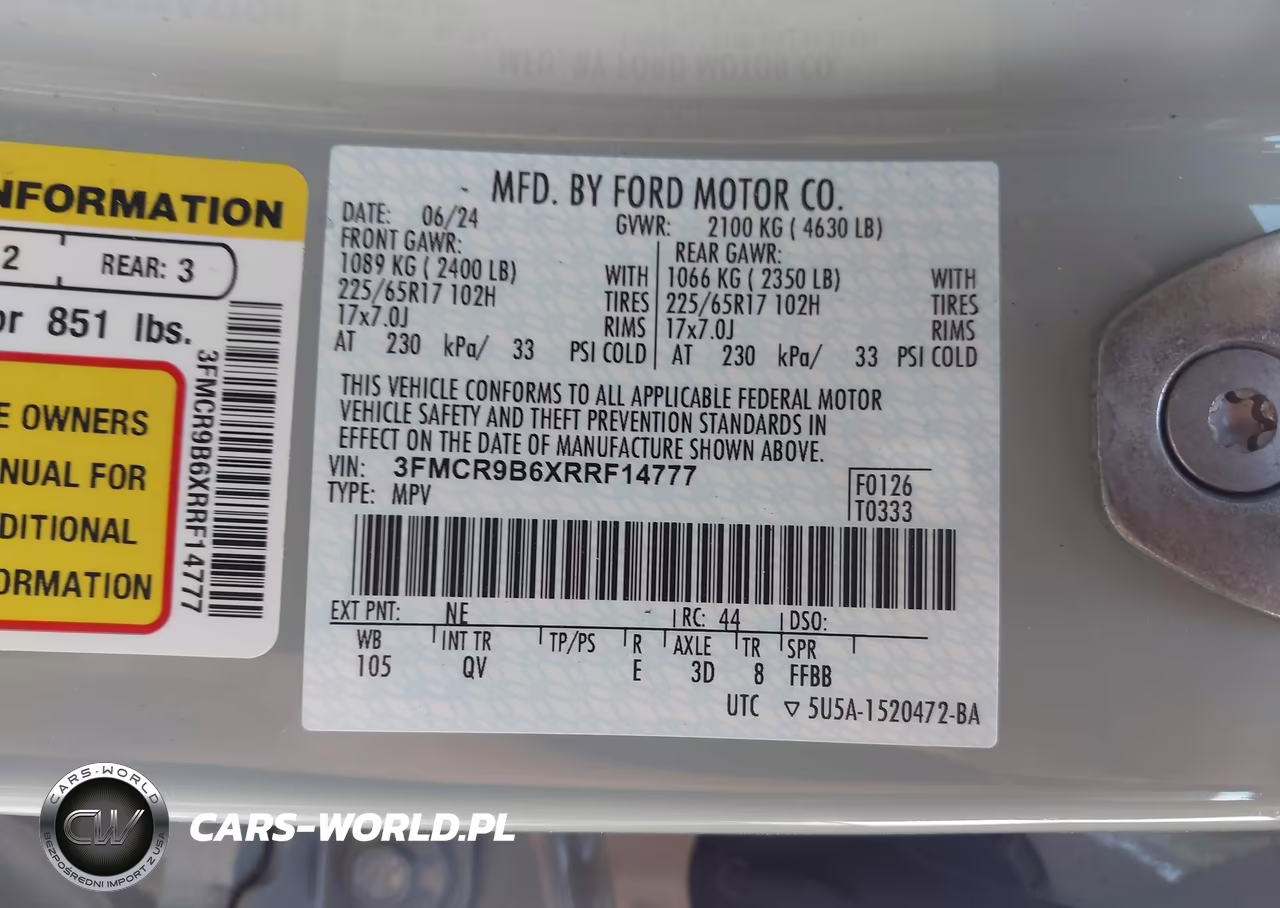 2024 Ford Bronco Sport Big Bend VIN:3FMCR9B6XRRF14777 - 9