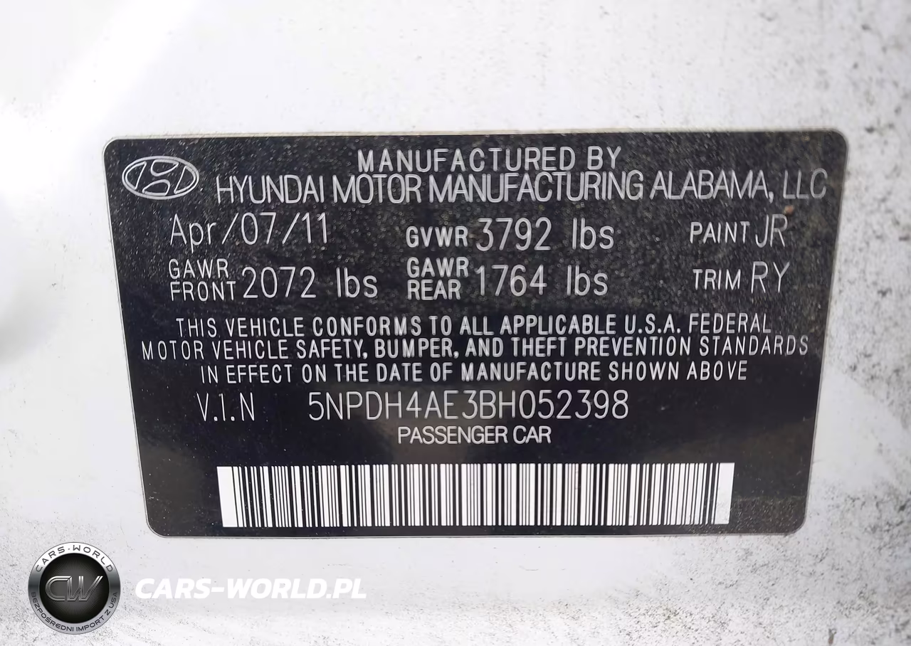 2011 Hyundai Elantra Limited VIN:5NPDH4AE3BH052398 - 9