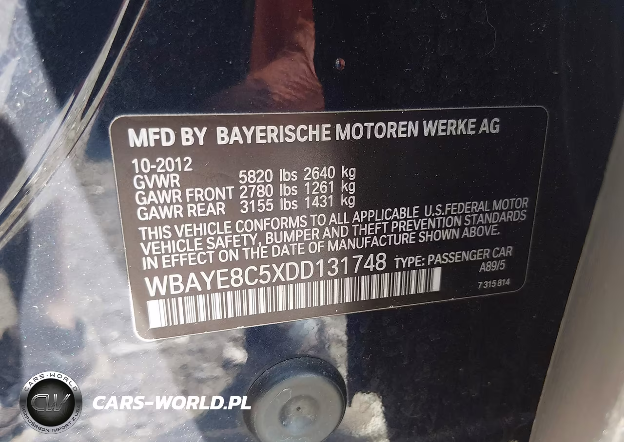 2013 BMW 750Li VIN:WBAYE8C5XDD131748 - 9