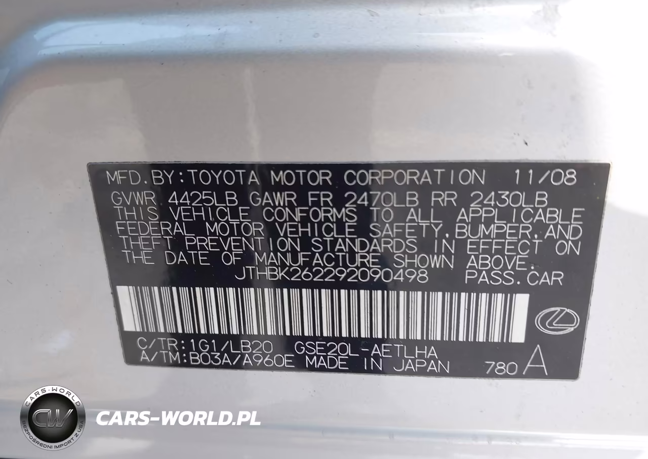 2009 Lexus Is 250 VIN:JTHBK262292090498 - 9
