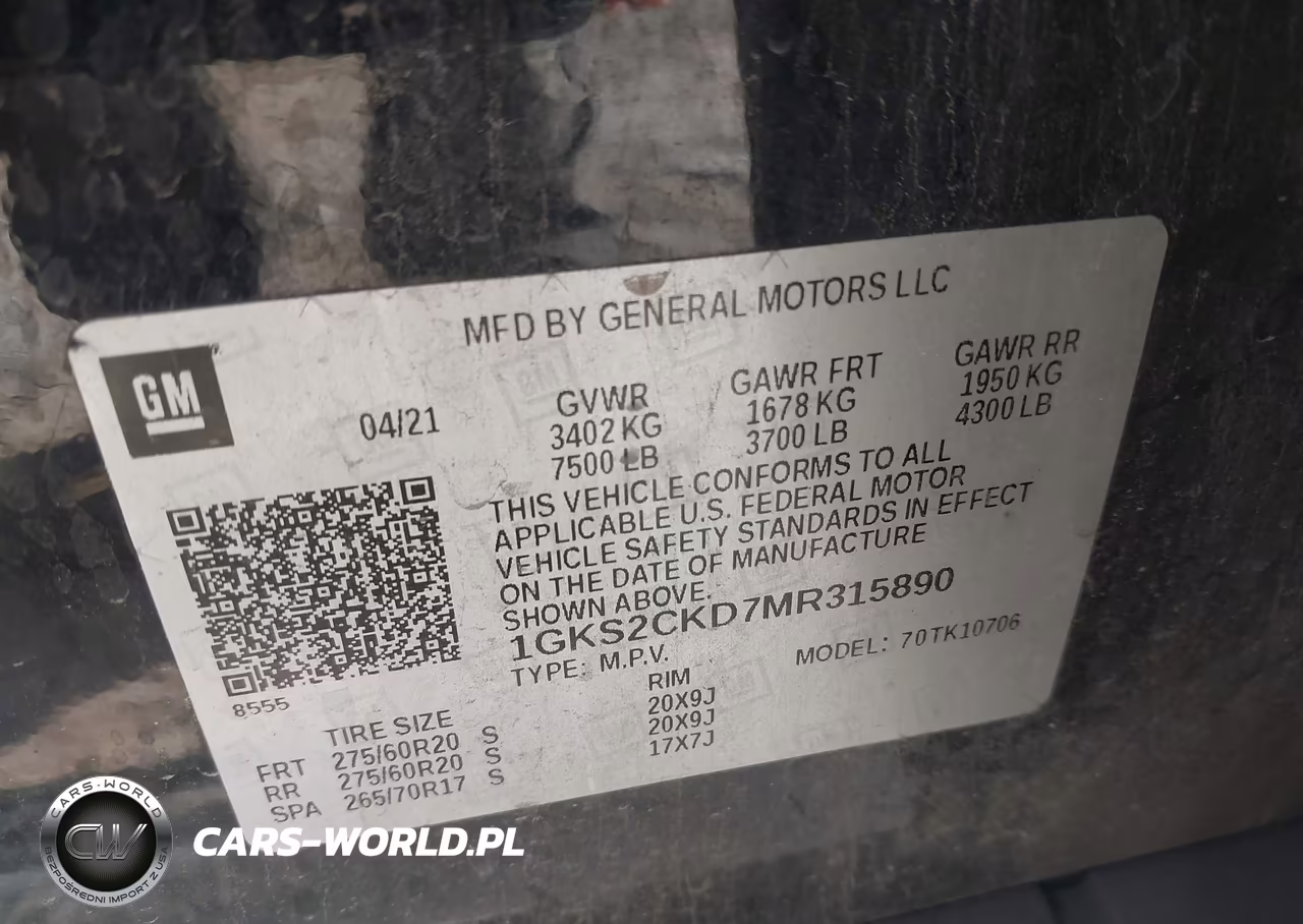 2021 GMC Yukon 4Wd At4 VIN:1GKS2CKD7MR315890 - 9
