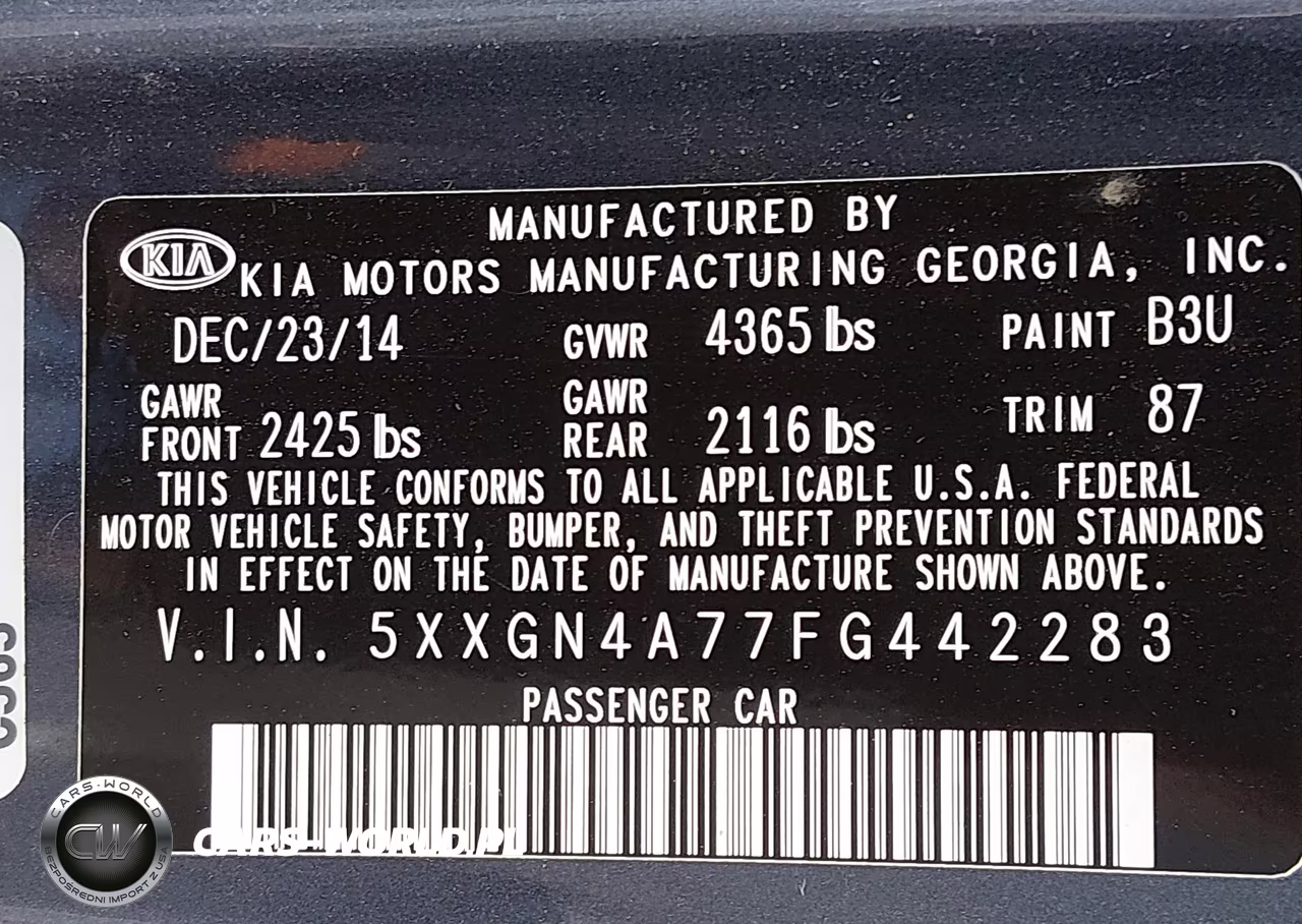 2015 Kia Optima Ex VIN:5XXGN4A77FG442283 - 9