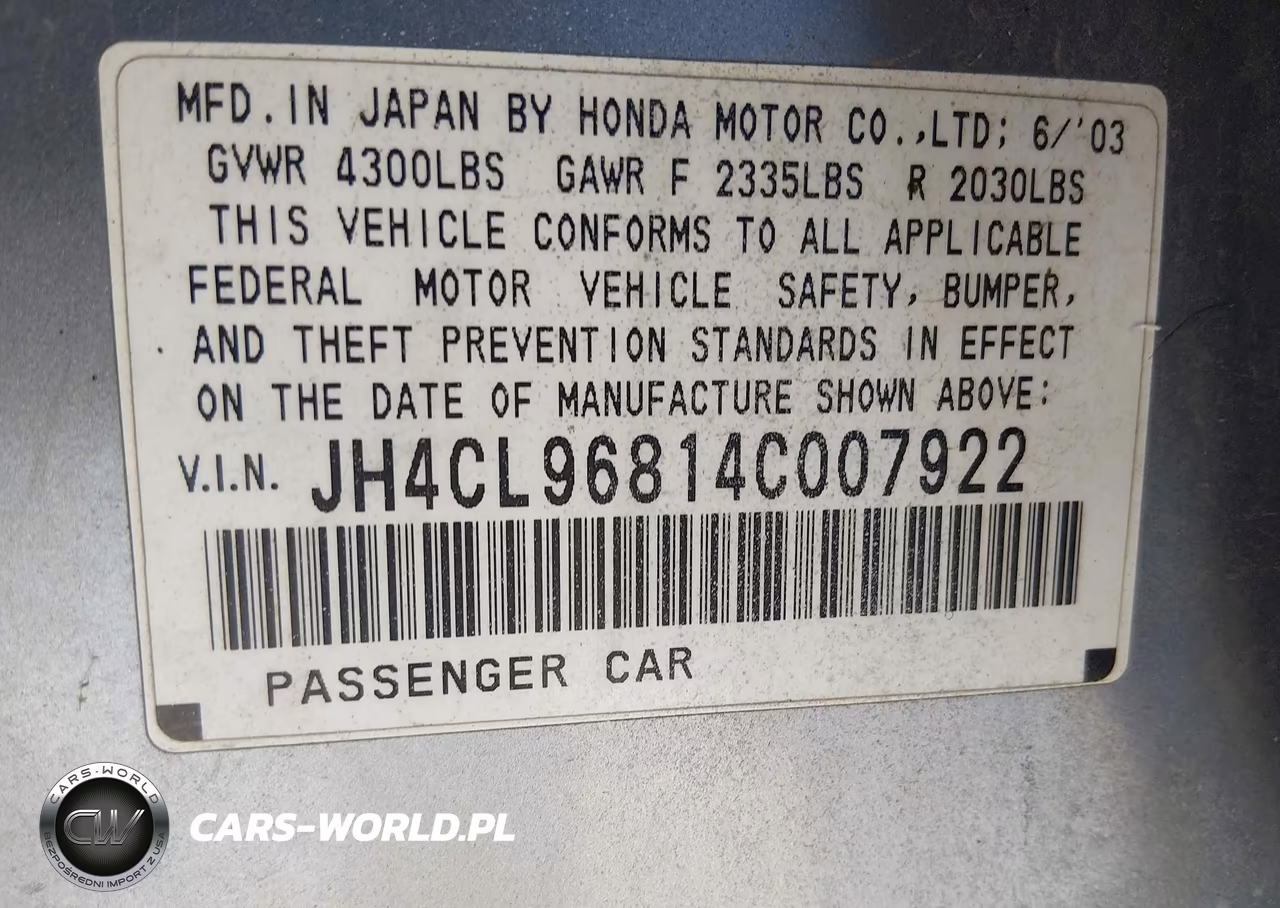 2004 Acura Tsx VIN:JH4CL96814C007922 - 9