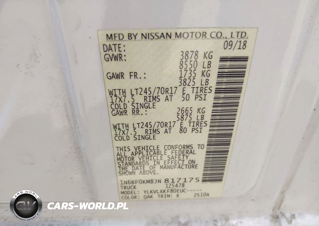 2018 Nissan Nv Cargo Nv1500 Sv V6 VIN:1N6BF0KM8JN817175 - 9