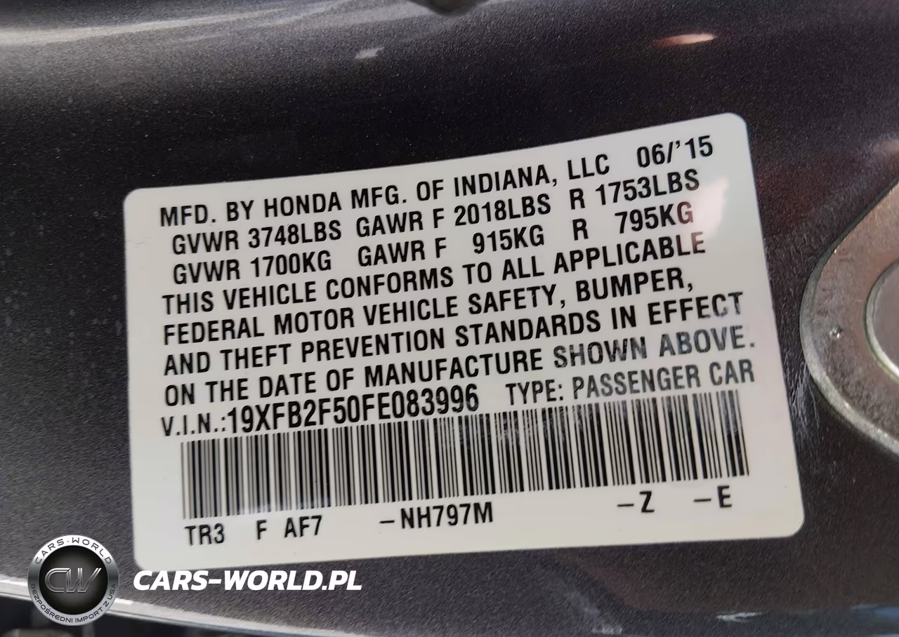 2015 Honda Civic Lx VIN:19XFB2F50FE083996 - 9
