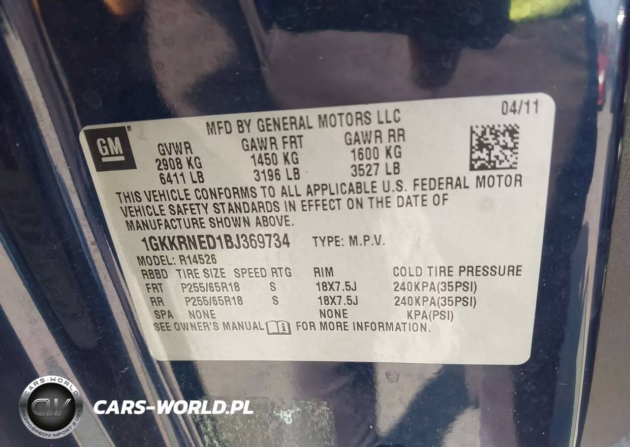 2011 GMC Acadia Sl VIN:1GKKRNED1BJ369734 - 9
