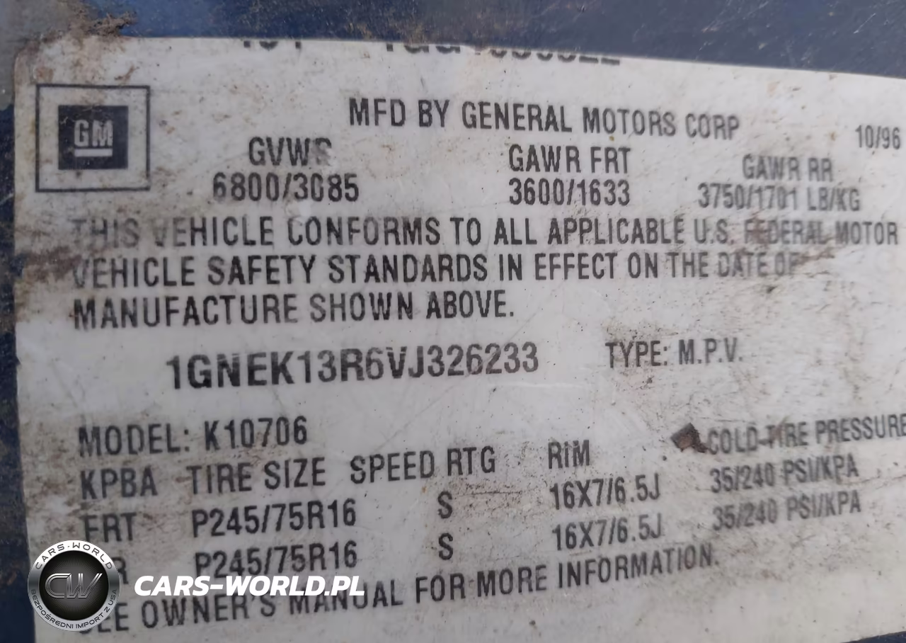 1997 Chevrolet Tahoe Ls VIN:1GNEK13R6VJ326233 - 9