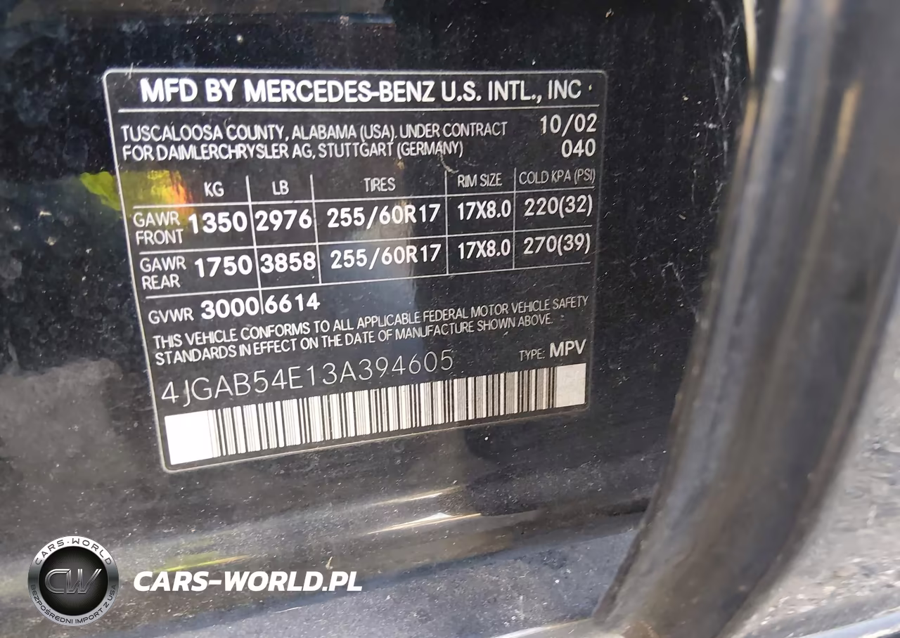 2003 Mercedes-Benz Ml 320 VIN:4JGAB54E13A394605 - 9