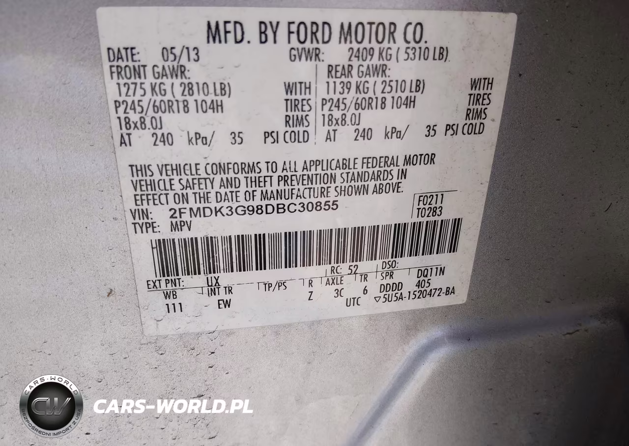 2013 Ford Edge Se VIN:2FMDK3G98DBC30855 - 9